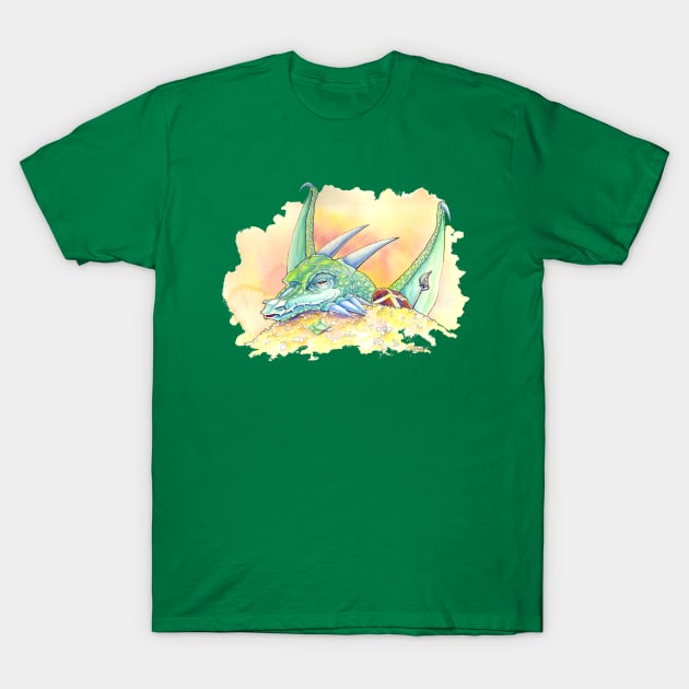 Tranquil Green Dragon (Watercolor) T-Shirt by Indi Martin